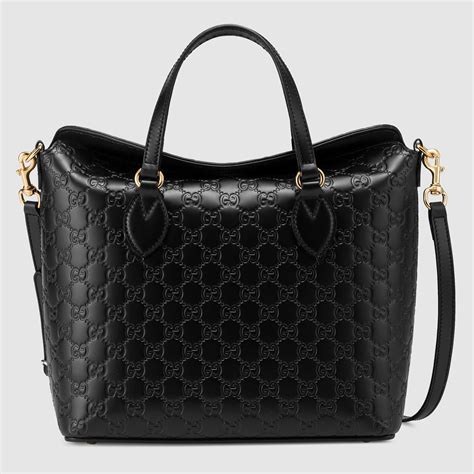 gucci signature black leather tote|Gucci tote official website.